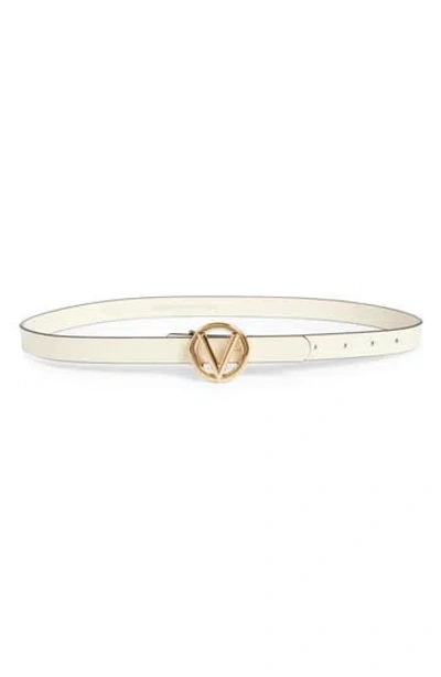 Valentino By Mario Valentino Giusy Baby Logo Buckle Leather Belt In Marshmallow