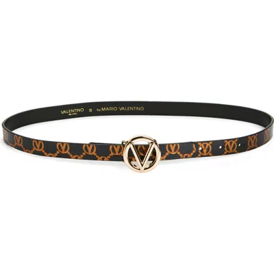 Valentino By Mario Valentino Giusy Baby Monogram Logo Buckle Belt In Black