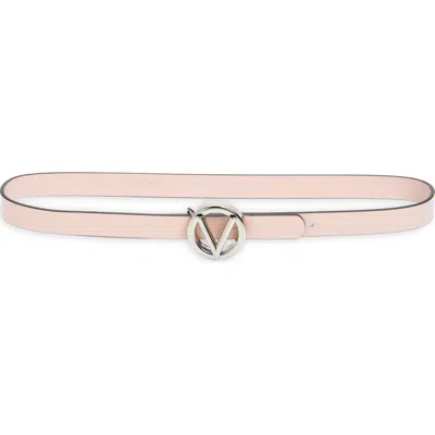Valentino By Mario Valentino Giusy Logo Baby Buckle Belt In Pale Rose