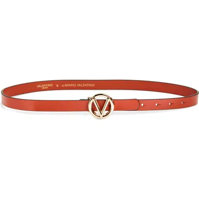 Valentino By Mario Valentino Giusy Logo Baby Buckle Belt In Rust