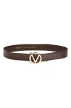Valentino By Mario Valentino Giusy Logo Buckle Belt In Choco