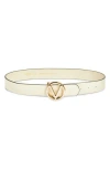 Valentino By Mario Valentino Giusy Logo Buckle Belt In Milk