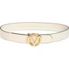 Valentino By Mario Valentino Giusy Logo Buckle Leather Belt In Marshmallow