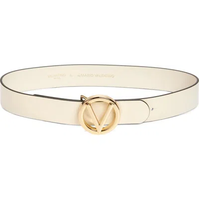 Valentino By Mario Valentino Giusy Logo Buckle Leather Belt In Marshmallow