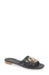 Valentino By Mario Valentino Greta Logo Slide Sandal In Black