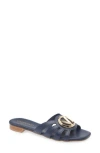 Valentino By Mario Valentino Greta Logo Slide Sandal In Blue