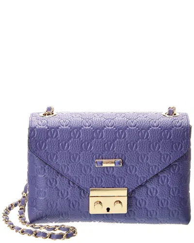 Valentino By Mario Valentino Isabelle Dollaro Monogram Leather Crossbody In Blue