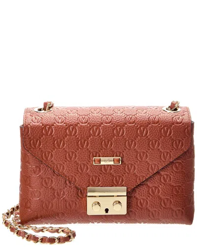 Valentino By Mario Valentino Isabelle Dollaro Monogram Leather Crossbody In Brown