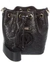Valentino By Mario Valentino Jules Dollaro Monogram Leather Bucket Bag In Black