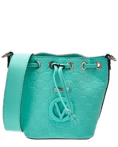 Valentino By Mario Valentino Jules Dollaro Monogram Leather Bucket Bag In Green