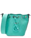 Valentino By Mario Valentino Jules Dollaro Monogram Leather Bucket Bag In Green