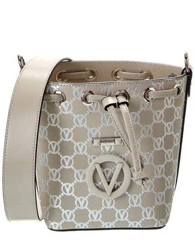 Valentino By Mario Valentino Jules Monogram Leather Bucket Bag In Grey