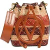 Valentino By Mario Valentino Jules Tresse Drawstring Bucket Bag In Brown