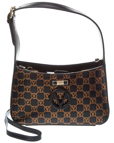 Valentino By Mario Valentino Kai Monogram Leather Crossbody In Black
