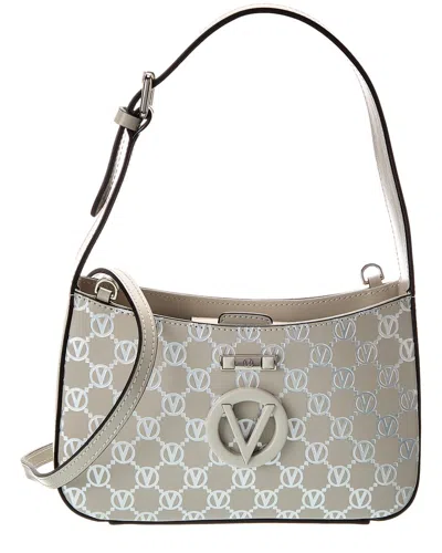 Valentino By Mario Valentino Kai Monogram Leather Crossbody In Grey