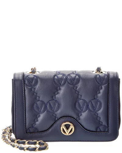Valentino By Mario Valentino Lady Monogram Leather Shoulder Bag In Blue