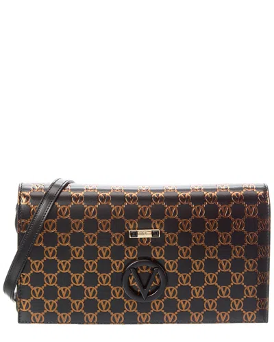 Valentino By Mario Valentino Lena Monogram Leather Shoulder Bag In Black