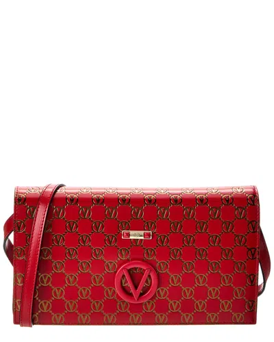 Valentino By Mario Valentino Lena Monogram Leather Shoulder Bag In Red