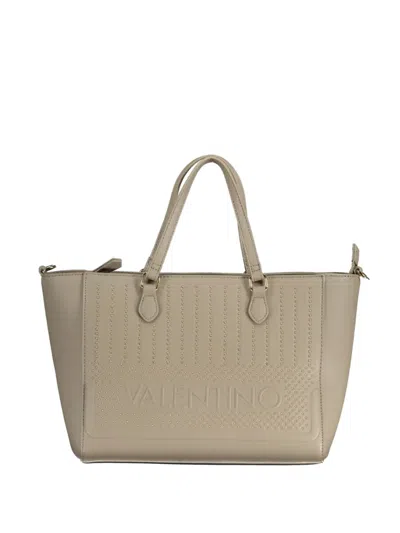 Valentino By Mario Valentino Logo-embossed Studded Tote Bag In Neutral
