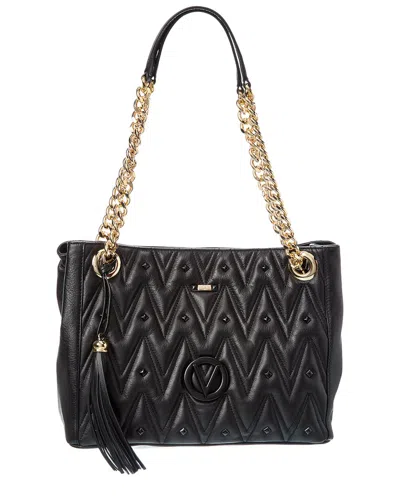 Valentino By Mario Valentino Luisa Diamond Leather Shoulder Bag In Black
