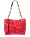 Valentino By Mario Valentino Luisa Diamond Leather Shoulder Bag In Red