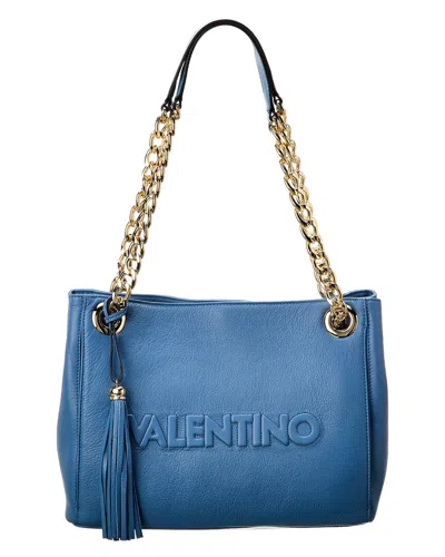 Valentino By Mario Valentino Luisa Embossed Leather Shoulder Bag In Blue