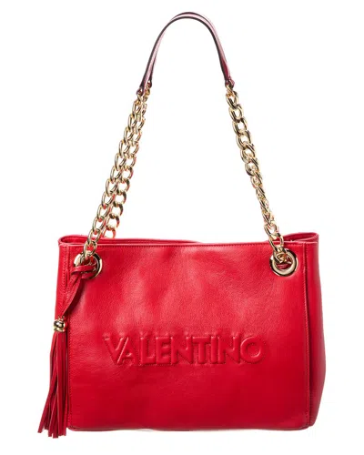 Valentino By Mario Valentino Luisa Embossed Leather Shoulder Bag In Red