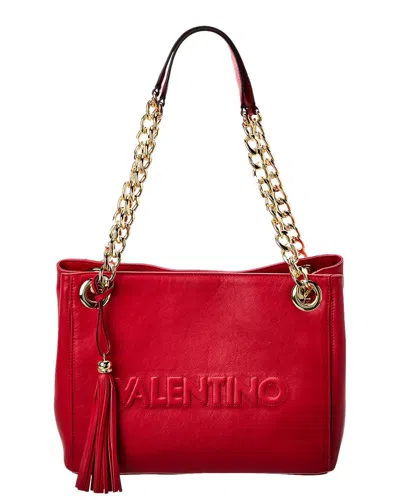 Valentino By Mario Valentino Luisa Embossed Leather Shoulder Bag In Red