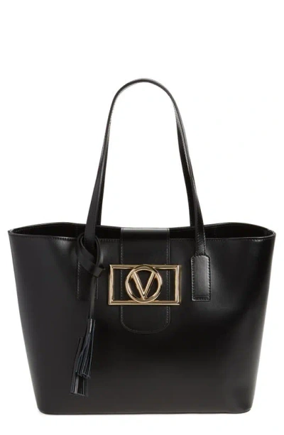 Valentino By Mario Valentino Marion Super V Leather Tote Bag In Black