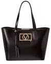 Valentino By Mario Valentino Marion Super V Leather Tote In Black