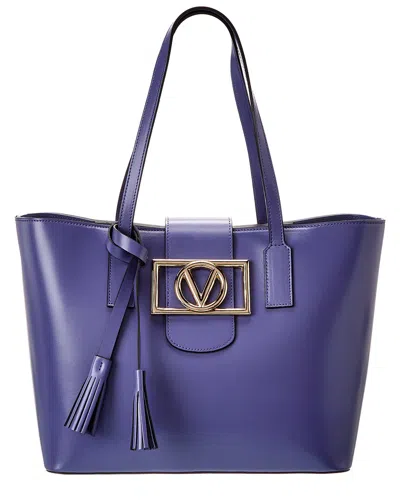 Valentino By Mario Valentino Marion Super V Leather Tote In Blue