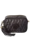 Valentino By Mario Valentino Mia Diamond Leather Crossbody In Black