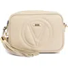 Valentino By Mario Valentino Mia Dollaro Vlogo Leather Crossbody Bag In White