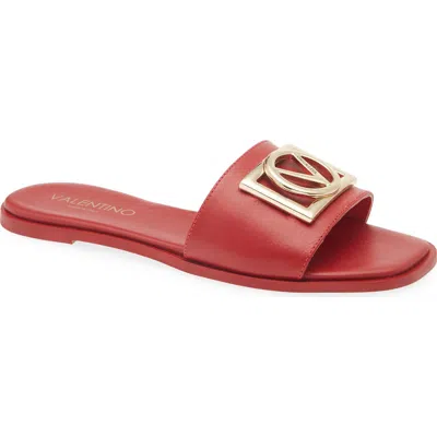 Valentino By Mario Valentino Mia Vlogo Slide Sandal In Red