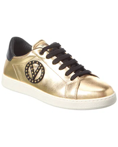 Valentino By Mario Valentino Mira Leather Sneaker In Gold