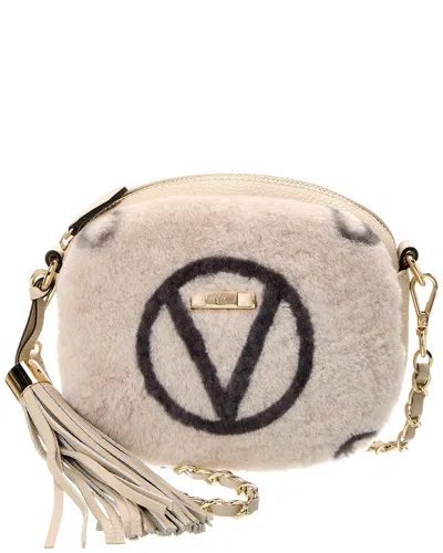 Valentino By Mario Valentino Nina Shearling Crossbody In White