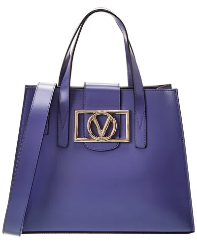 Valentino By Mario Valentino Noelle Super V Leather Tote In Blue