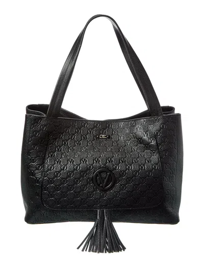 Valentino By Mario Valentino Ollie Dollaro Monogram Leather Tote In Black