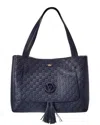 Valentino By Mario Valentino Ollie Dollaro Monogram Leather Tote In Blue