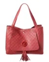Valentino By Mario Valentino Ollie Dollaro Monogram Leather Tote In Red