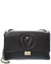 Valentino By Mario Valentino Posh Signature Leather Shoulder Bag In Black