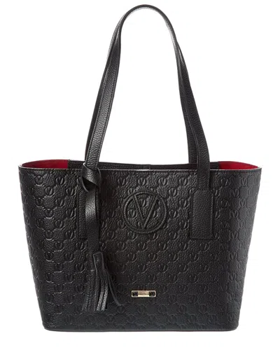 Valentino By Mario Valentino Prince Medallion Leather Tote In Black