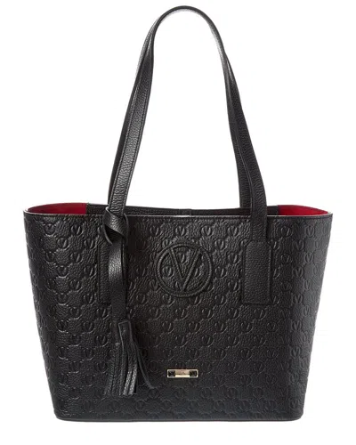 Valentino By Mario Valentino Prince Medallion Leather Tote In Black