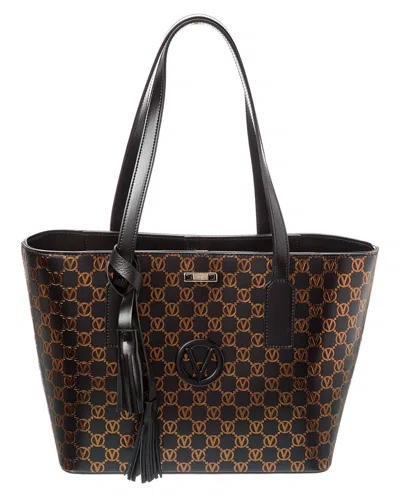 Valentino By Mario Valentino Prince Monogram Leather Tote In Black