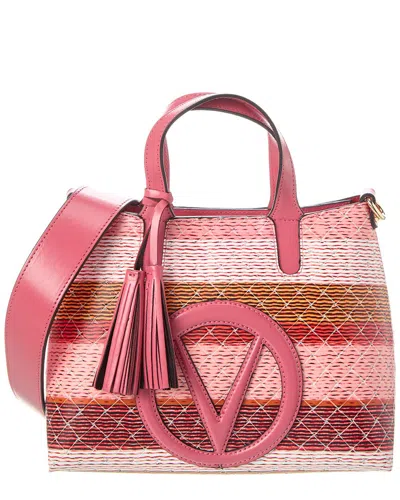 Valentino By Mario Valentino Rosette Tresse Leather Tote In Pink