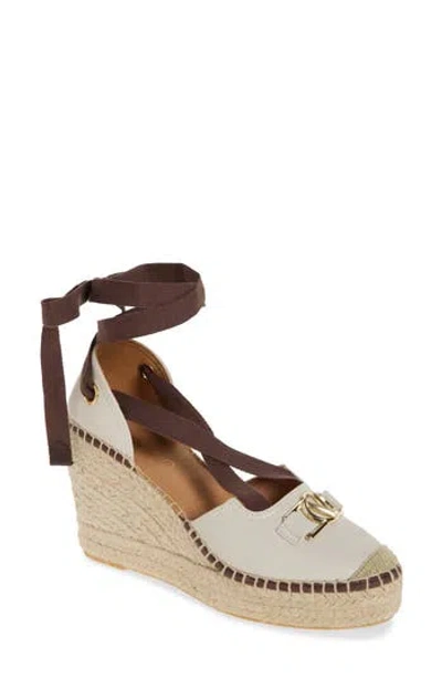 Valentino By Mario Valentino Roxana Vlogo Wedge Sandal In Cream Brown