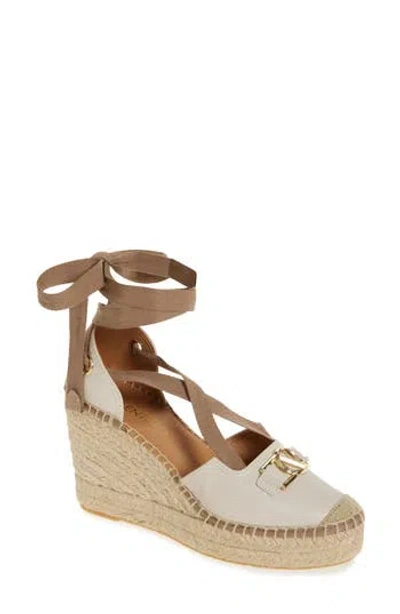 Valentino By Mario Valentino Roxana Vlogo Wedge Sandal In Cream Taupe