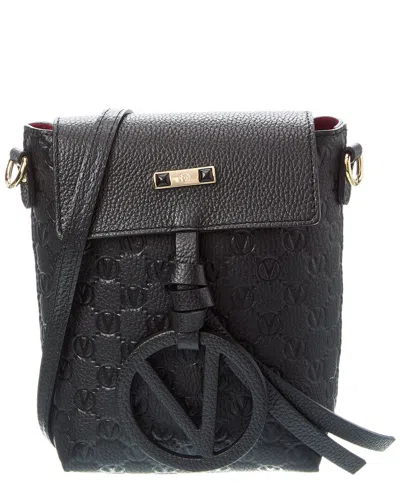 Valentino By Mario Valentino Salma Medallion Leather Crossbody In Black