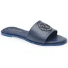 Valentino By Mario Valentino Samira Studded Vlogo Slide Sandal In Blue