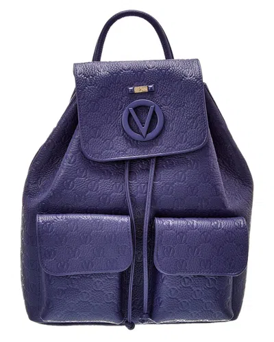 Valentino By Mario Valentino Simeon Dollaro Monogram Leather Backpack In Blue